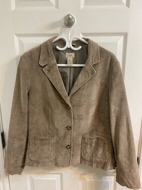 LL Bean Corduroy Blazer Jacket Brown Womens Size 16 Pet Academia Preppy Heritage